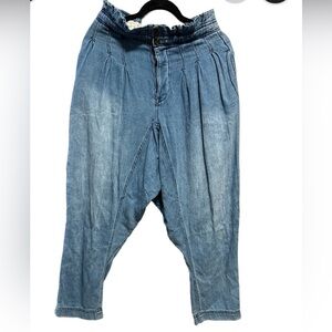 Free People Denim Harem Pants Womens Mover Shaker Tapered Crop sz 0